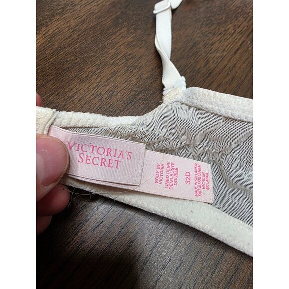 Pink & White Floral Lace Underwire Bra With Adjustable Straps & Mesh Sides Size - Picture 10 of 12